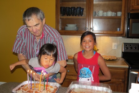 Kasen and Karis on Papa's birthday